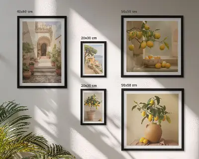 Moderne schilderijen set met stijlvolle citrusdecoraties