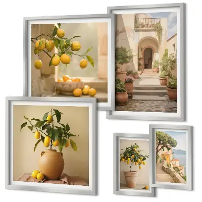 Moderne schilderijen set met stijlvolle citrusdecoraties