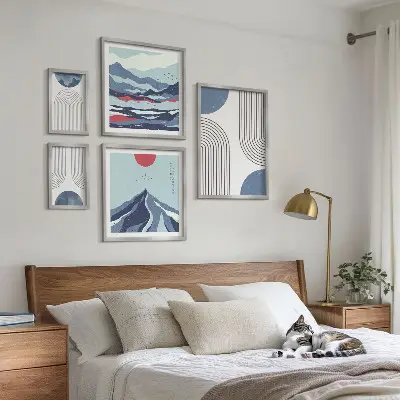 Gallery wall abstracte landschappen en geometrie