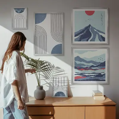 Gallery wall abstracte landschappen en geometrie
