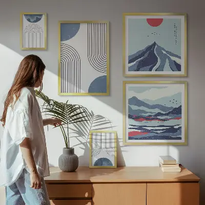 Gallery wall abstracte landschappen en geometrie