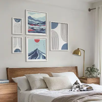 Gallery wall abstracte landschappen en geometrie