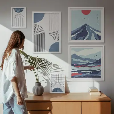 Gallery wall abstracte landschappen en geometrie