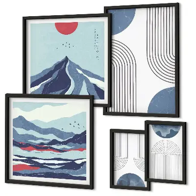 Gallery wall abstracte landschappen en geometrie