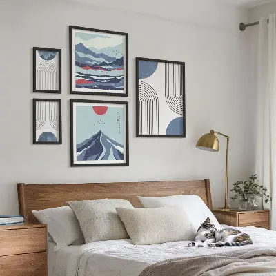 Gallery wall abstracte landschappen en geometrie