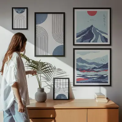Gallery wall abstracte landschappen en geometrie