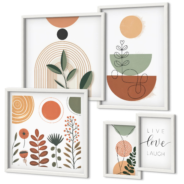 Wanddecoratie compositie Stijlvolle planten- en geometrische patronen