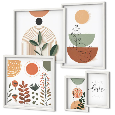 Wanddecoratie compositie Stijlvolle planten- en geometrische patronen