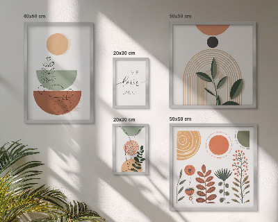 Wanddecoratie compositie Stijlvolle planten- en geometrische patronen