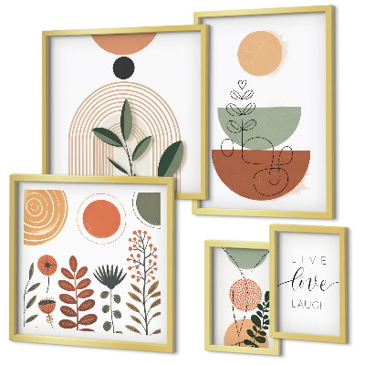 Wanddecoratie compositie Stijlvolle planten- en geometrische patronen