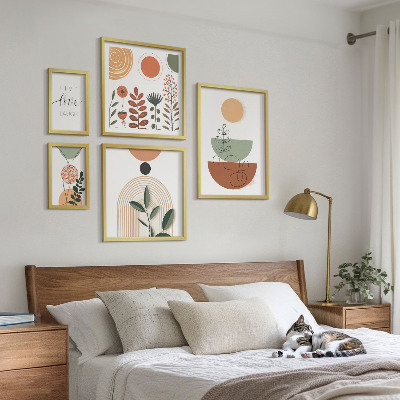 Wanddecoratie compositie Stijlvolle planten- en geometrische patronen
