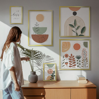 Wanddecoratie compositie Stijlvolle planten- en geometrische patronen