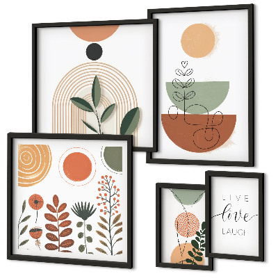 Wanddecoratie compositie Stijlvolle planten- en geometrische patronen