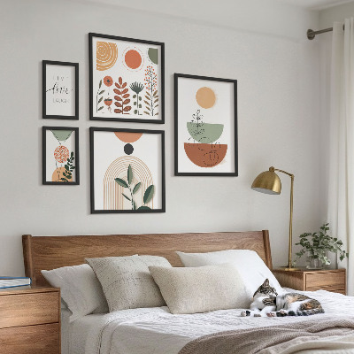 Wanddecoratie compositie Stijlvolle planten- en geometrische patronen