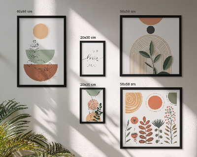 Wanddecoratie compositie Stijlvolle planten- en geometrische patronen