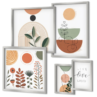 Wanddecoratie compositie Stijlvolle planten- en geometrische patronen