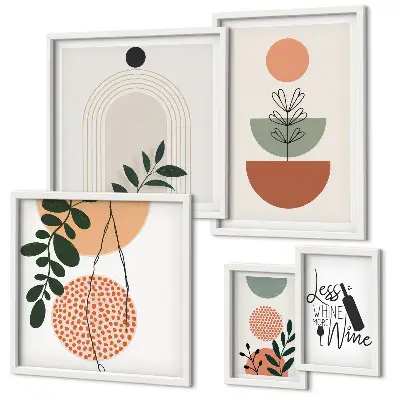 Moderne schilderijenset met stijlvolle plantendecoraties