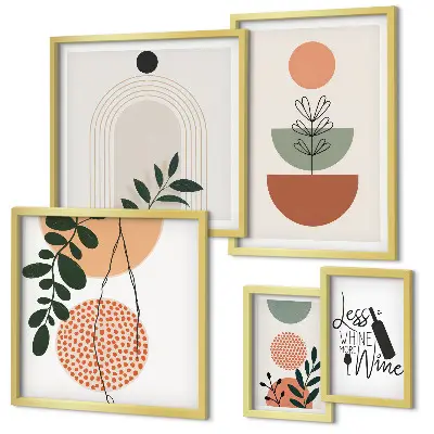 Moderne schilderijenset met stijlvolle plantendecoraties