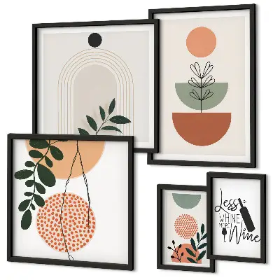 Moderne schilderijenset met stijlvolle plantendecoraties