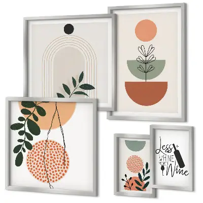 Moderne schilderijenset met stijlvolle plantendecoraties
