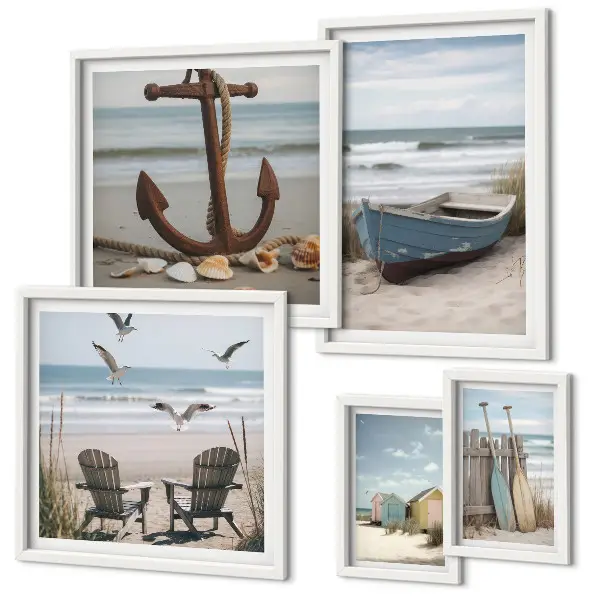 Wanddecoratie compositie sfeer aan zee met ontspannend strandthema