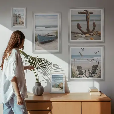Wanddecoratie compositie sfeer aan zee met ontspannend strandthema