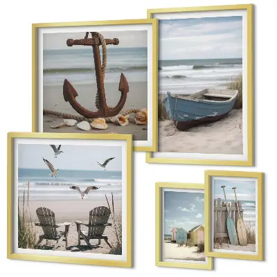 Wanddecoratie compositie sfeer aan zee met ontspannend strandthema