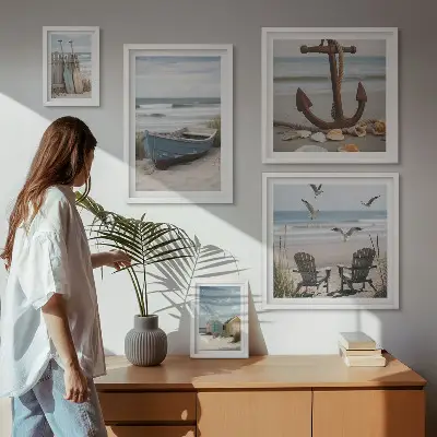 Wanddecoratie compositie sfeer aan zee met ontspannend strandthema