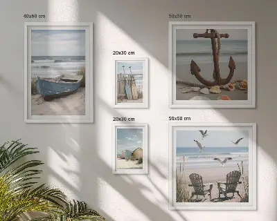 Wanddecoratie compositie sfeer aan zee met ontspannend strandthema