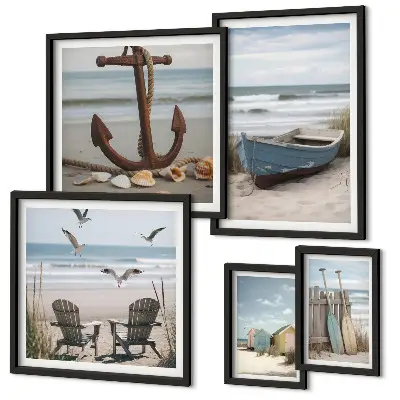 Wanddecoratie compositie sfeer aan zee met ontspannend strandthema