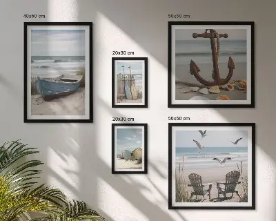 Wanddecoratie compositie sfeer aan zee met ontspannend strandthema