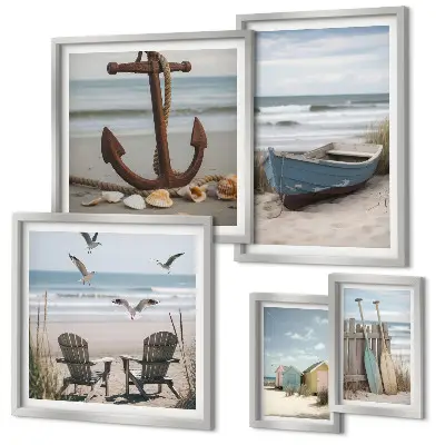 Wanddecoratie compositie sfeer aan zee met ontspannend strandthema