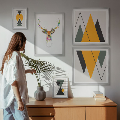 Wanddecoratie compositie kleurrijke motieven in boho-stijl