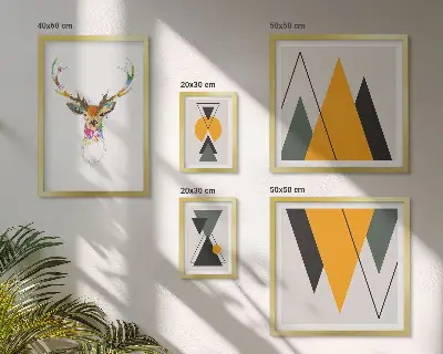 Wanddecoratie compositie met kleurrijke motieven in boho-stijl