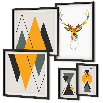 Wanddecoratie compositie kleurrijke motieven in boho-stijl