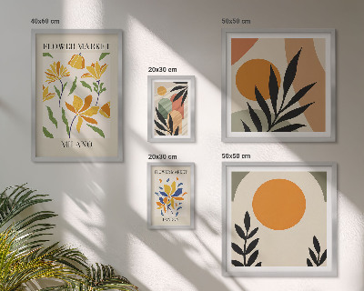 Moderne schilderijen set Abstracte bloemen in boho-stijl