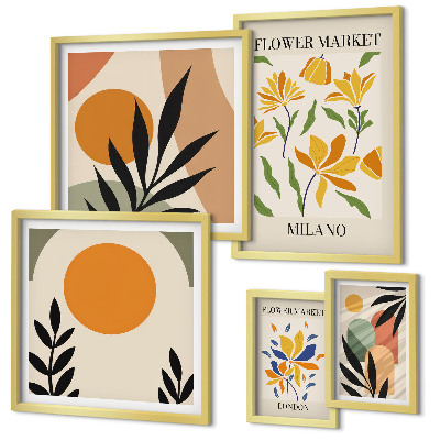 Moderne schilderijen set Abstracte bloemen in boho-stijl