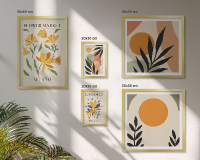 Moderne schilderijen set Abstracte bloemen in boho-stijl