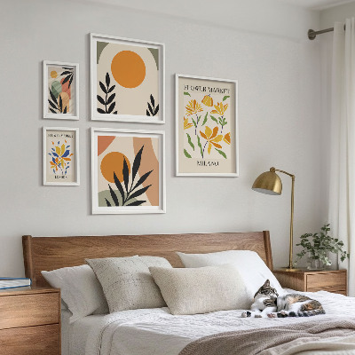 Moderne schilderijen set Abstracte bloemen in boho-stijl