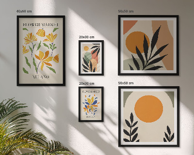 Moderne schilderijen set Abstracte bloemen in boho-stijl