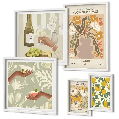 Gallery wall Bloemen en fruit in vintage stijl