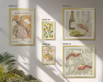 Gallery wall Bloemen en fruit in vintage stijl