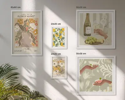 Gallery wall Bloemen en fruit in vintage stijl