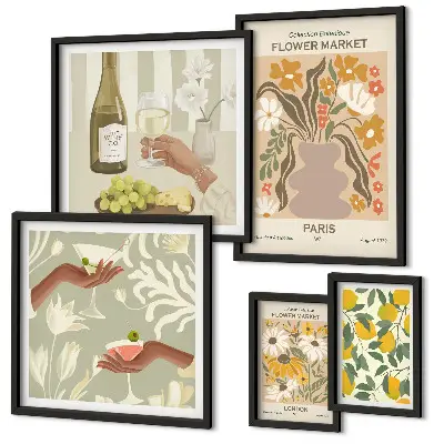 Gallery wall Bloemen en fruit in vintage stijl