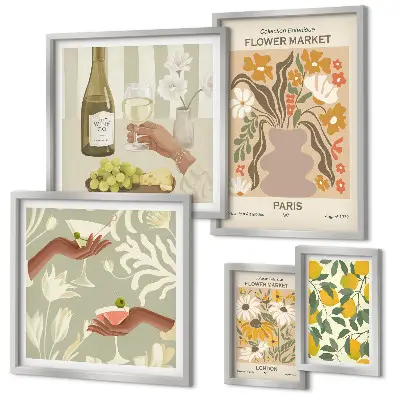 Gallery wall Bloemen en fruit in vintage stijl