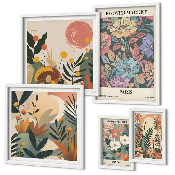 Gallery wall bloemmotieven Parijs en Londen