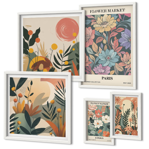 Gallery wall Bloemmotieven Parijs Londen