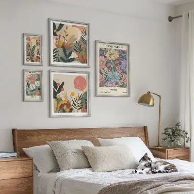 Gallery wall bloemmotieven Parijs en Londen