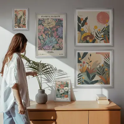 Gallery wall bloemmotieven Parijs en Londen