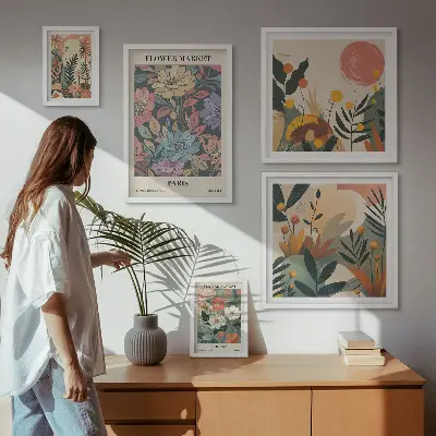 Gallery wall bloemmotieven Parijs en Londen
